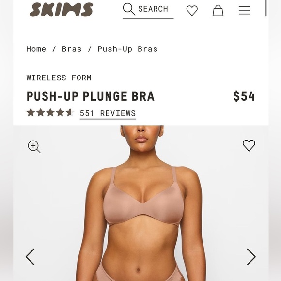 Skims Kim Kardashian Wireless Form Push Up Plunge Bra in Sienna Tan 34DD 32C - Picture 10 of 10